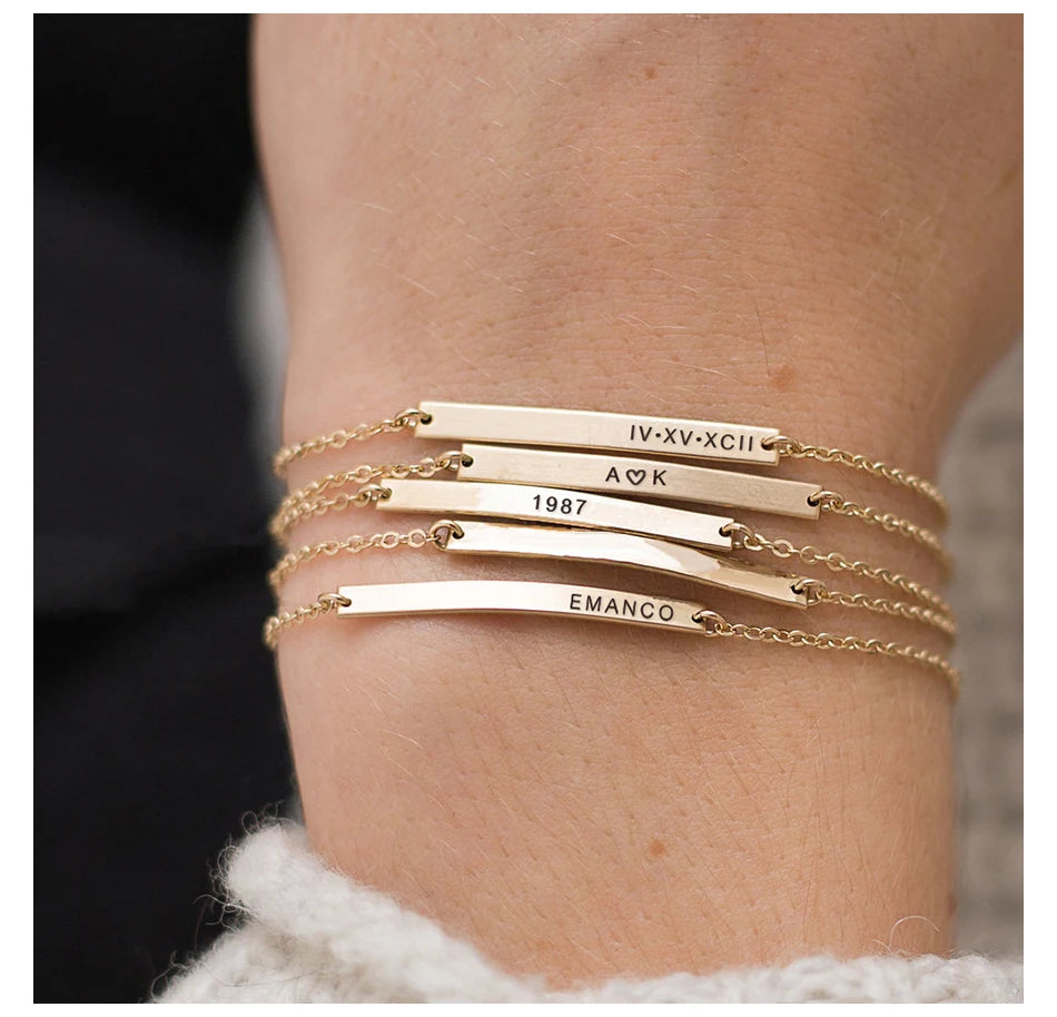 Marilyn Engraved Plate Bracelet