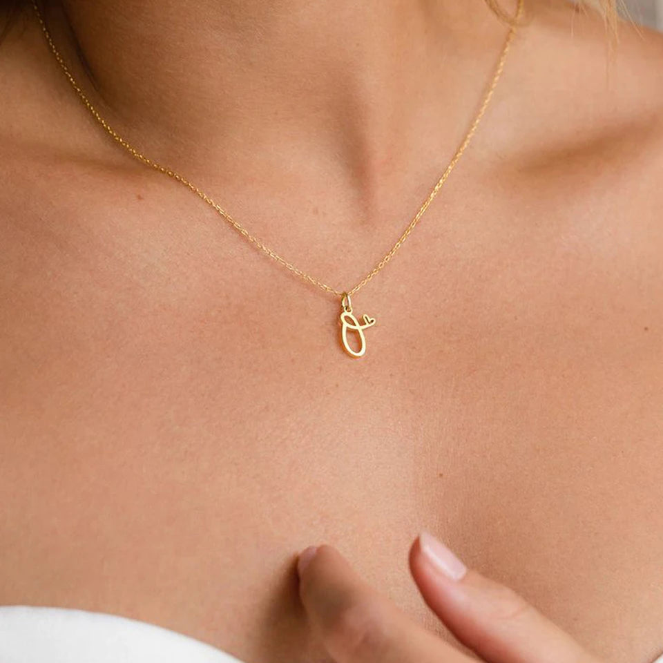 Little Heart Initial Necklace