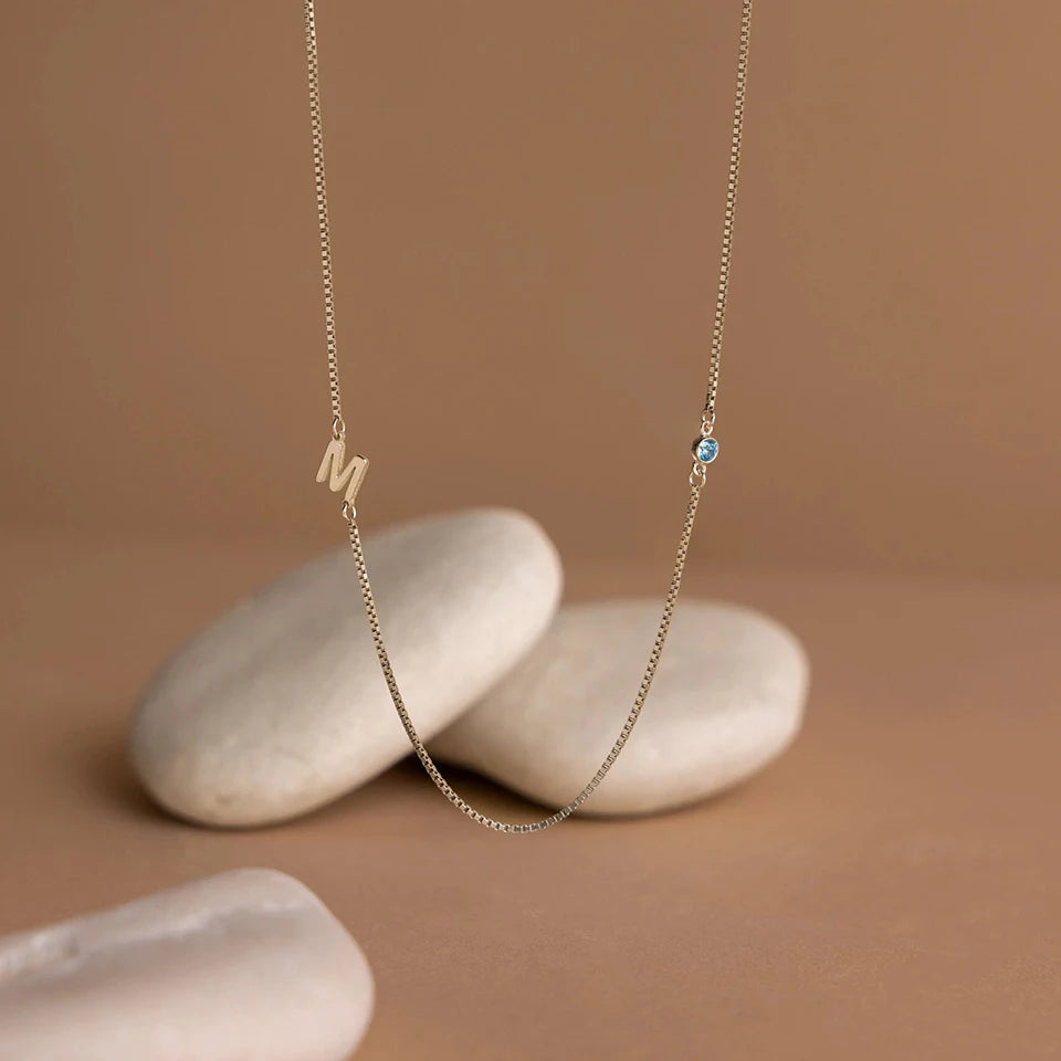Birthstone + Initial Necklace