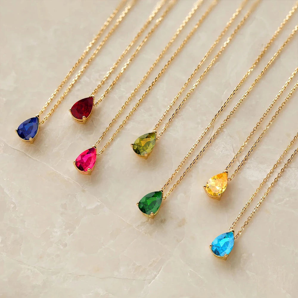 Birthstone Teardrop Pendant