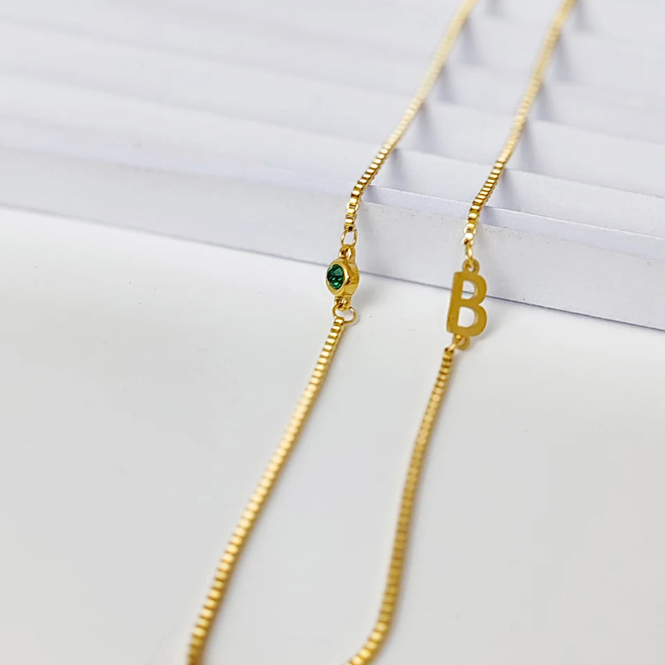 Birthstone + Initial Necklace