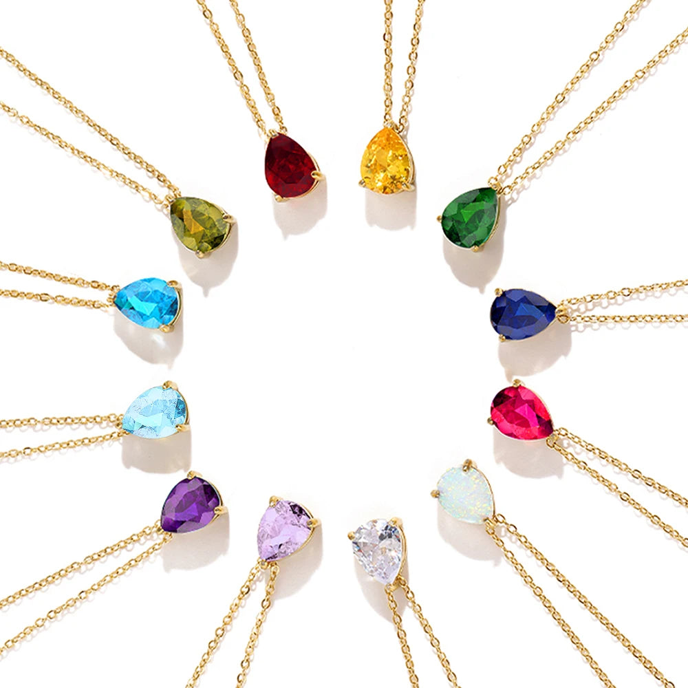 Birthstone Teardrop Pendant